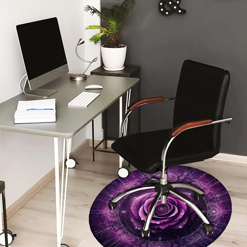 1pc Office Carpet Chair Mats Purple Rose Mandala Artwork Perfect for Decorating Office Chairs, Living Rooms, Or Bedrooms