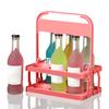6 Bottle Wine Bottle Carrier Plastic Drink Display Stand Folding Beverage Carrier with Handle Portable Wine Storage Basket for Bar BBQ Picnic