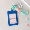 Cute PU Leather Card Sleeve Ins Candy Color Woven Rope Keychain Photo Card Holder Star Pendent Bus Card Storage Bag