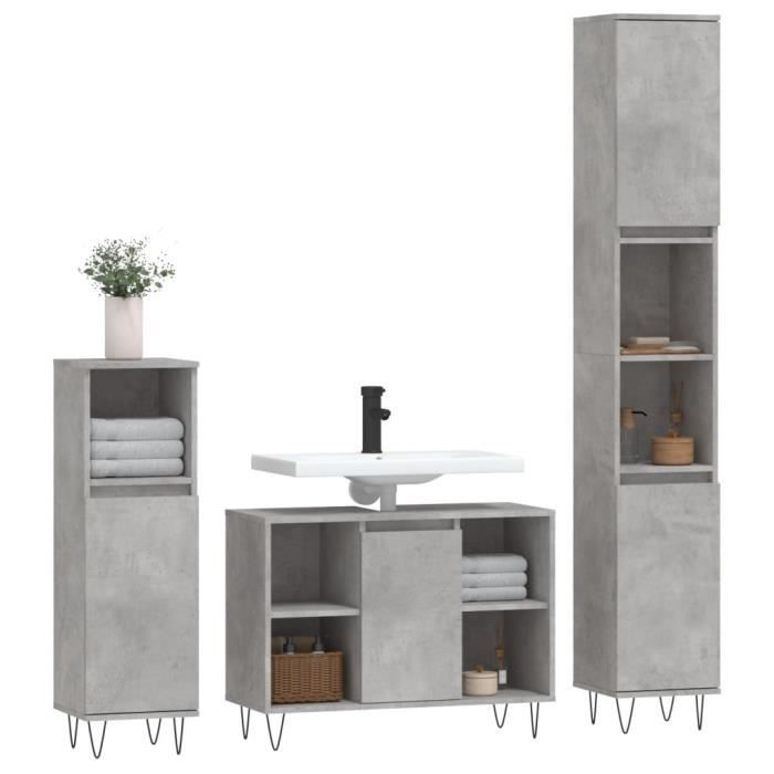 VidaXL 3-piece Bathroom Furniture Set Concrete Grey 3190303