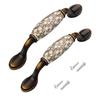Set of 2 Ceramic Door Handle Gold Finish, Zinc Alloy Bronze Plated for Wood Wardrobe Cabinet Drawer Home Decoration with Screws
