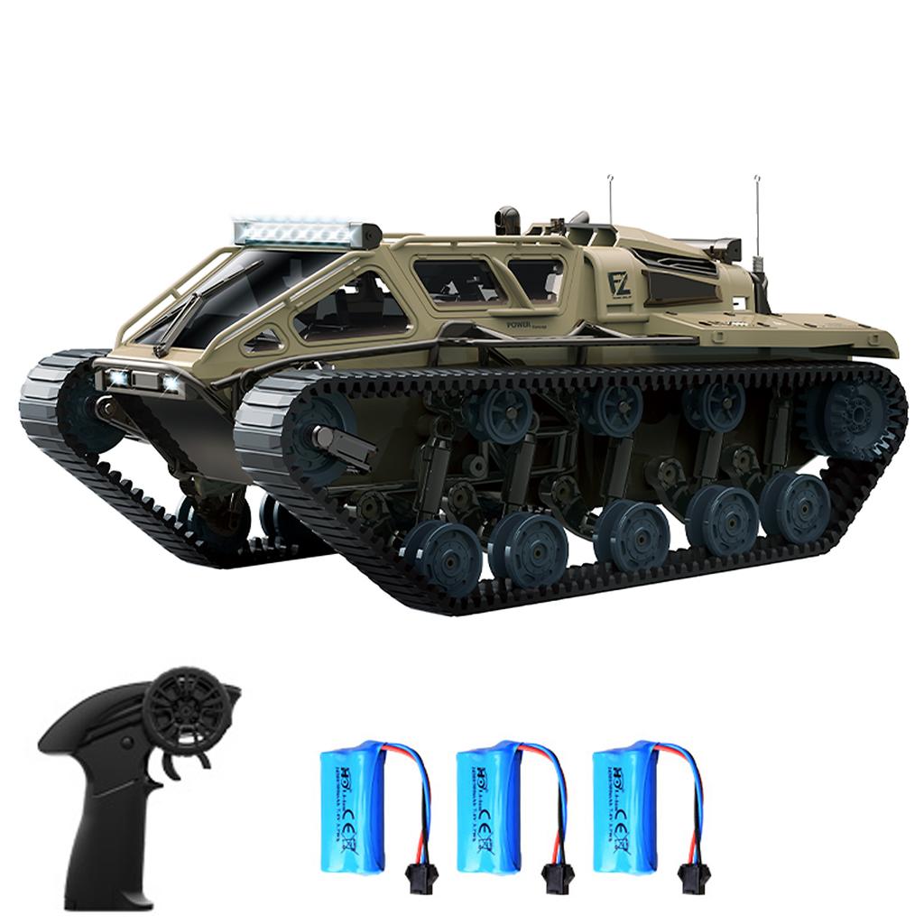 Remote Control Tank, 2.4GHz All Terrain 360 Degrees Rotating Stunt Toy Vehicle with LED Lights, Off Road Tracked Car