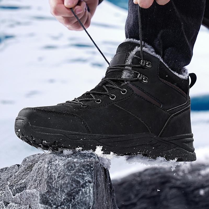 Winter Men's Boots Velvet Hiking Shoes For Men Warm Snow Boots Outdoor Sport Cross Country Plush Men Sneakers Sapatos