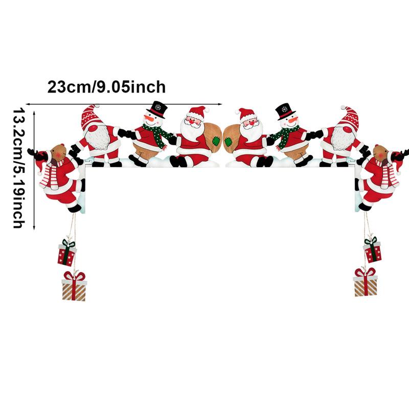 1pc Fashion Santa Christmas Door Corner Decor Snowman Reindeer Frame Sign Wooden For Party House