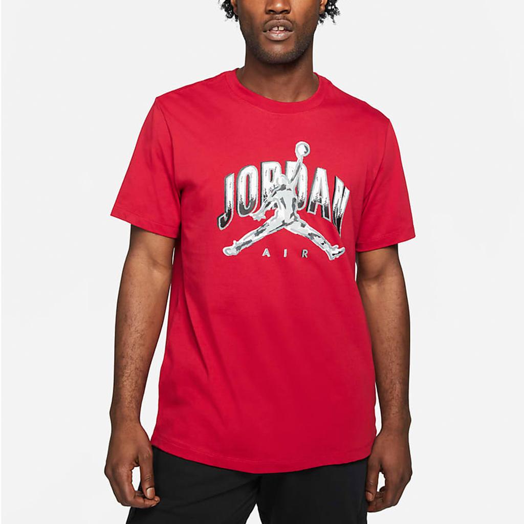 Air Jordan Logo Print Баскетбольная спортивная футболка с короткими рукавами Мужские топы Красный CZ8384-687