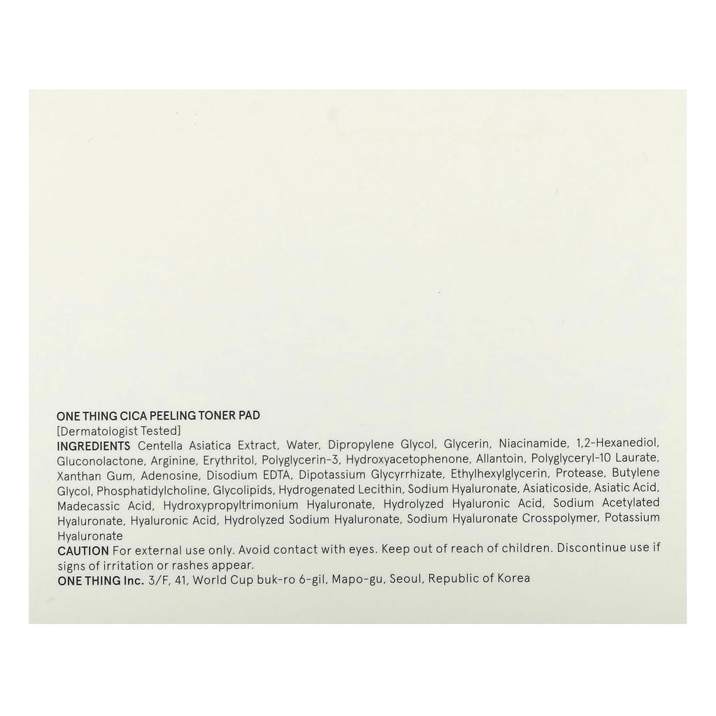 ONE THING Cica Peeling Toner Pad, 180g (6.34oz)