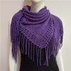 Elegant Women's Knitted Triangular Scarf Imitation Cashmeres Warm Winter Shawl Ponchos with Stylish Fringes Accents