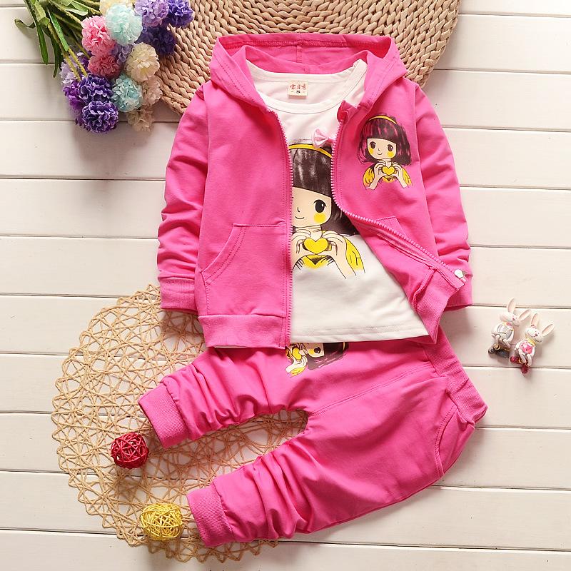 Baby Girl Fall Print Set Girl Clothes Three-piece Children's Clothes Fashion Outerwear