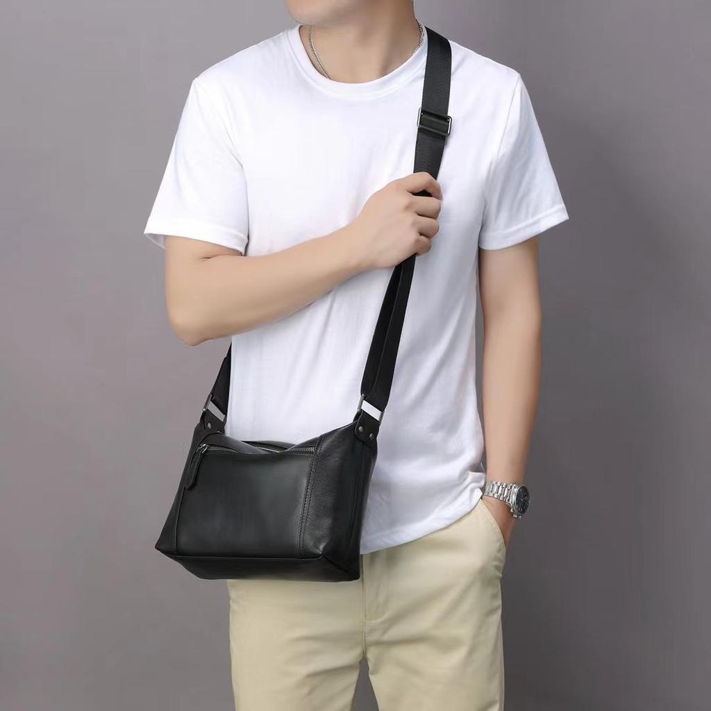 Genuine Leather Men's Crossbody Bag Shoulder Bag Casual Commuter Bag Head Layer Cowhide Shoulder Crossbody Bag