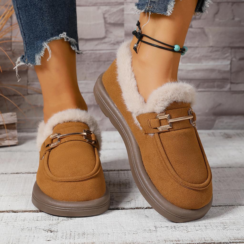 Foreign Trade Large Size Casual Snow Boots Women's Winter New Low-top Short Tube One-pedal Loafer Cotton Shoes with Velvet
