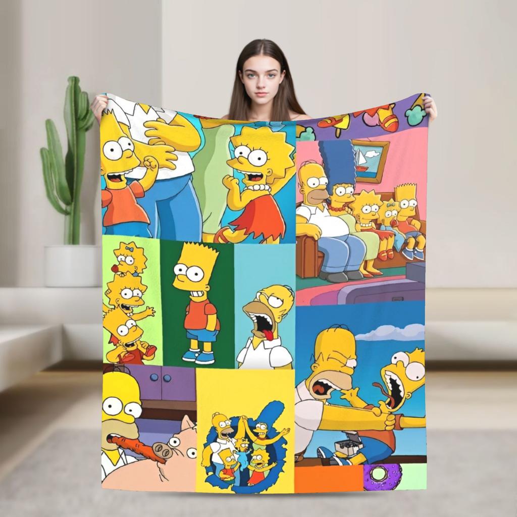 The Simpsons Cartoon Blanket Warm Novelty Plush Throw Blanket For Outdoor Decorative Flannel Bedspread Bed Cover