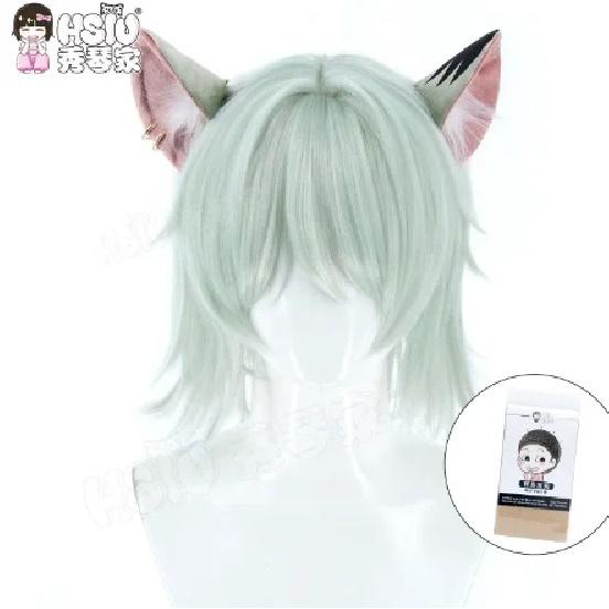 Chainsmoker Cat Yaniko Satou Cos Wig Mixed Fluffy Fiber Hair With Cat Ears Yani Neko Anime Hairpiece Comic Con Halloween Cosplay