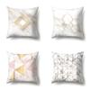 Polyester Pillow Case Nordic Ins Style Marble Geometric Printed Peach Leather Velvet Living Room Sofa Pillow Case