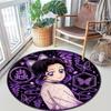 Classic Japanese-style cartoon Demon Slayer round rug, home soft decorative anti-slip yoga mat and chair mat, outdoor floor mat carpet K3