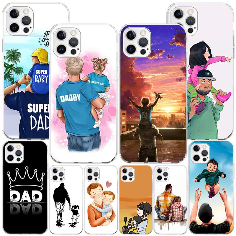 Чехол для телефона "Папа и Малышка Мальчик" для iPhone 17 Air 16 Pro Max 16E 15 + 14 Plus 11 12 13 Mini 7 8 SE Подарок Печать Обложка Fundas 17 A