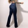 Women's Flared Stretch Jeans High Waist Bell Bottom Trousers Ladies Wide Leg Tummy Control Denim Pants