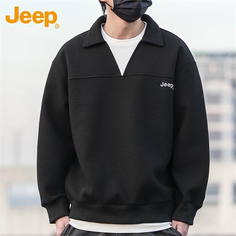 Jeep Мужской американский ретро вафельный трикотажный свитер поло