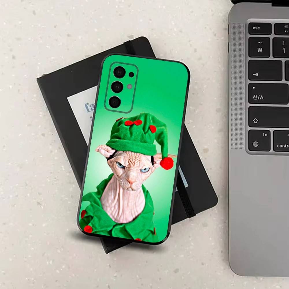 Кот Сфинкс Сфинкс Домашний питомец Для Samsung Galaxy A53,31,52,72,41,Note,J7,8,9,5G,22,73,32,71, Мягкий черный силиконовый чехол