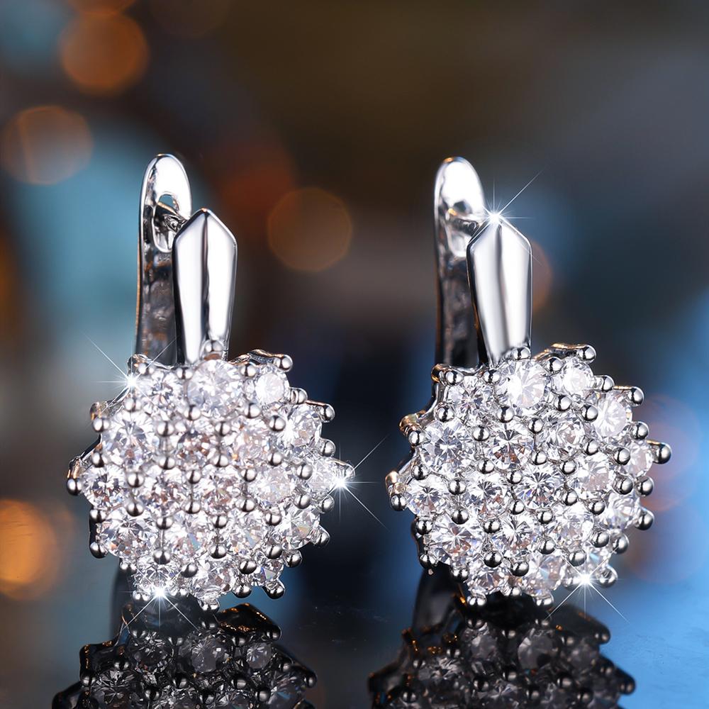 Классические висячие серьги с белым цирконием и цветком для женщин, роскошные серьги-кольца с подсолнухом, серебряные свадебные украшения