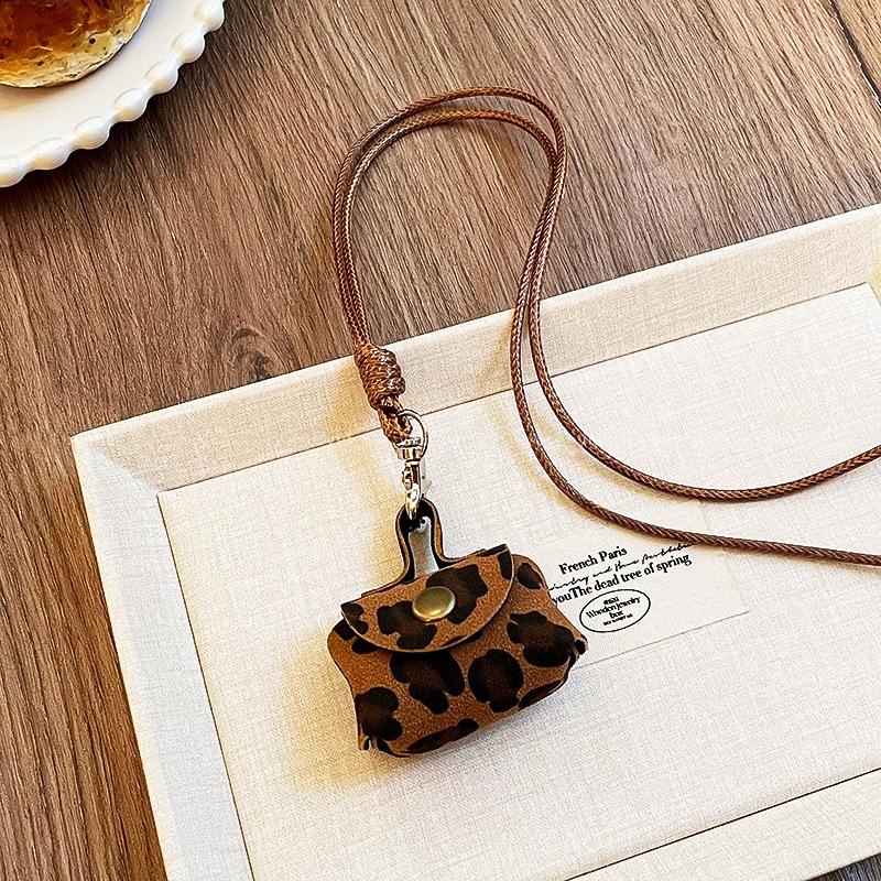 Треугольный чехол для очков из леопардовой кожи с ожерельем и винтажной цепочкой для свитера Maillard