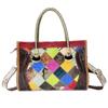 Кожаная женская сумка Wind Color Leather Plaid Bag Splicing Portable Oblique Span Bag Womens Bag