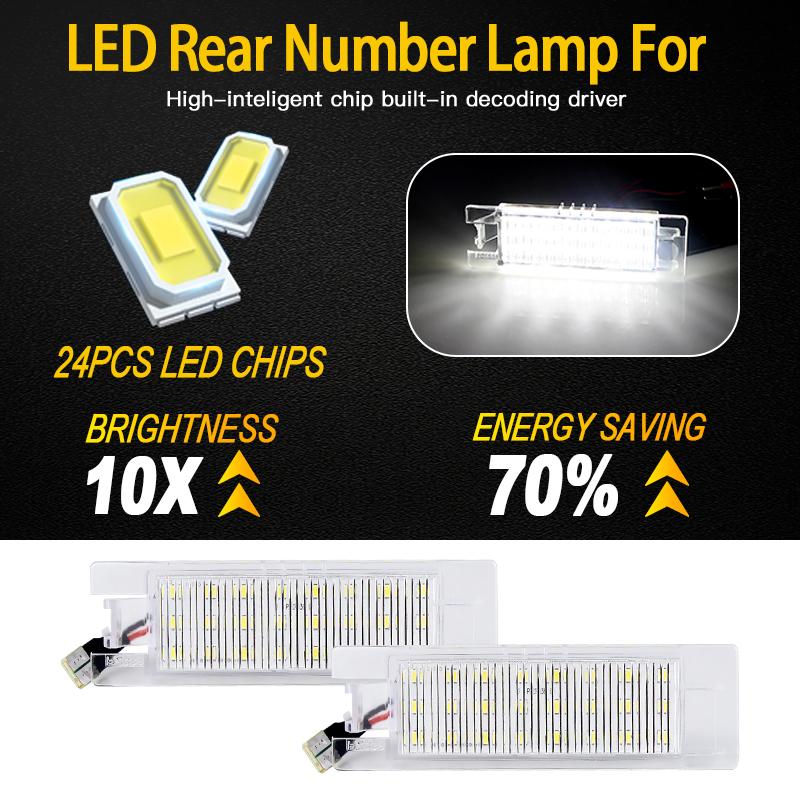 2PCS Rear OEM LED License Plate Light Bulbs For Opel Corsa C 2001-2006 D 2006-2011 E 2014-2019 Astra H 2004-2010 K 2015-2025