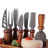 High-Quality Stainless Steel & Acacia Wood Cheese Knife and Fork Set