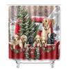 Christmas Shower Curtain Floor Mat Combination Four-Piece Set Bathroom Toilet Carpet Shower Room Mat Foot Mat