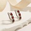 Natural Garnet 925 Sterling Silver Elegant Design Clip Ring Jewelry Set Earring for Women Birthday Party Fine Jewelry Gift