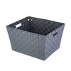 Medium Grey Woven Storage Basket Home Office Bathroom Living Room Bedroom Decorative Organizer with Cut-Out Handles