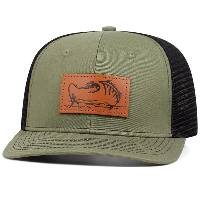 Мужская модная кепка Richardson Duck Tongue с кожаным лейблом и узором в виде рыбака, регулируемая бейсбольная кепка в стиле хип-хоп, солнцезащитные ковбойские кепки