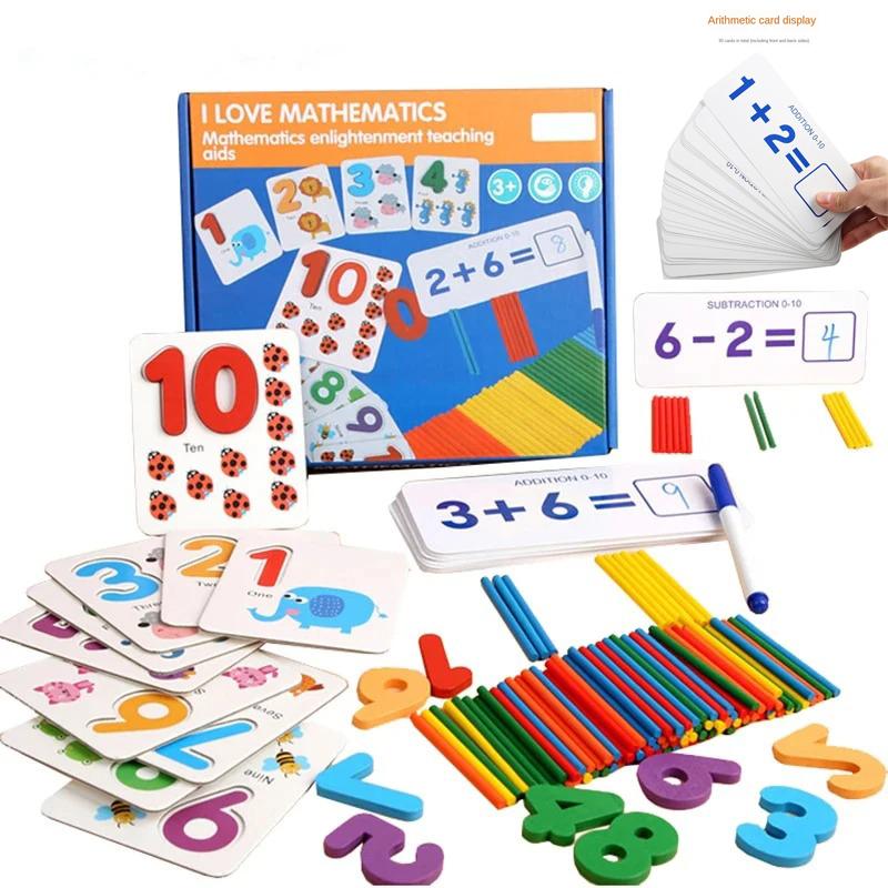 Математические игрушки Монтессори для детей, детские развивающие игрушки для подсчета, деревянная наклейка, детский номер, познание, подарок на день рождения