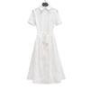 Spring/Summer 2025 Women's Embroidered Shirt Dress with Belt and Turn-Down Collar