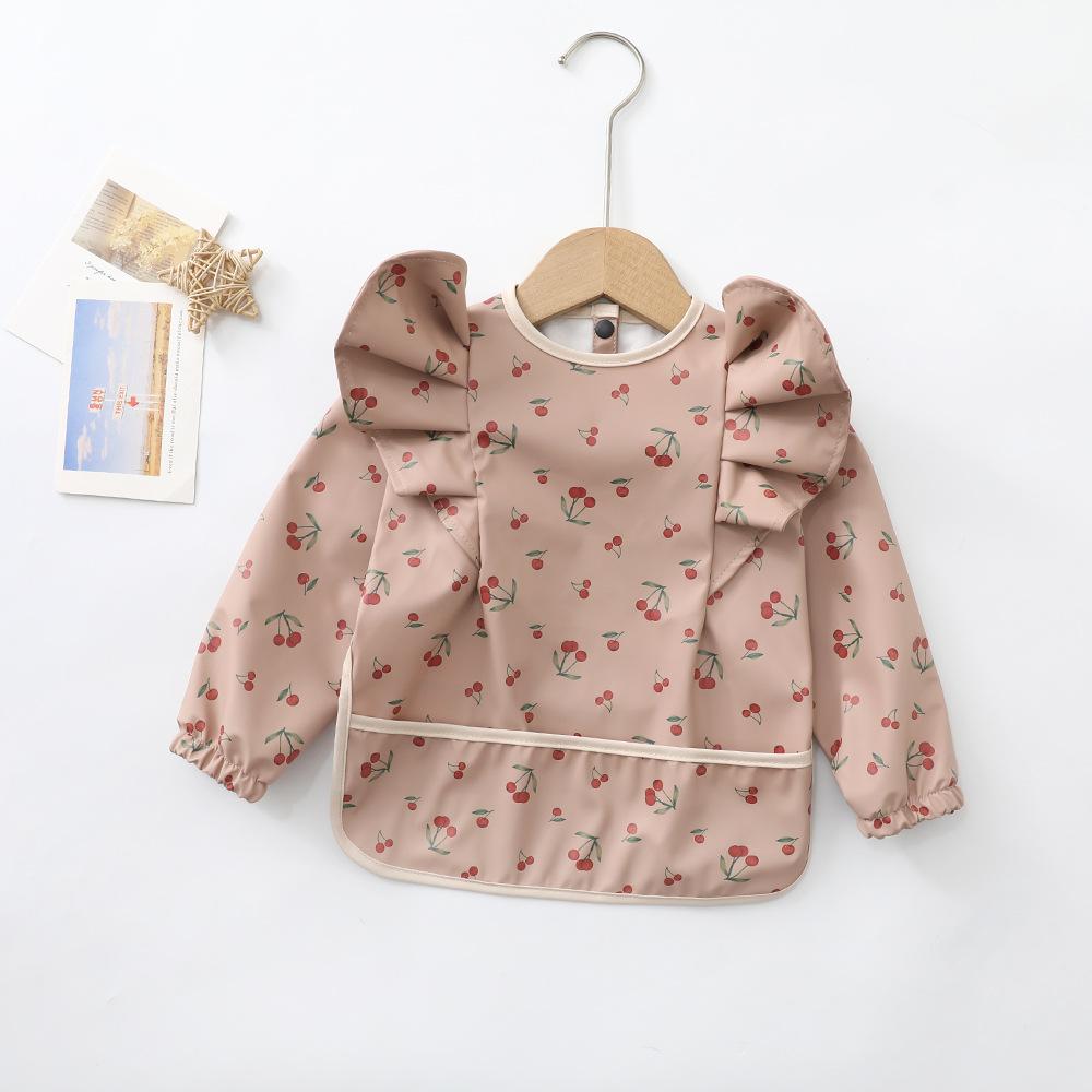 Baby Soft Waterproof Bib Little Boy Girl Painting Smock Child Meal Eating Apron with Long Sleeves Kid Adjustable Feeding Bibs
