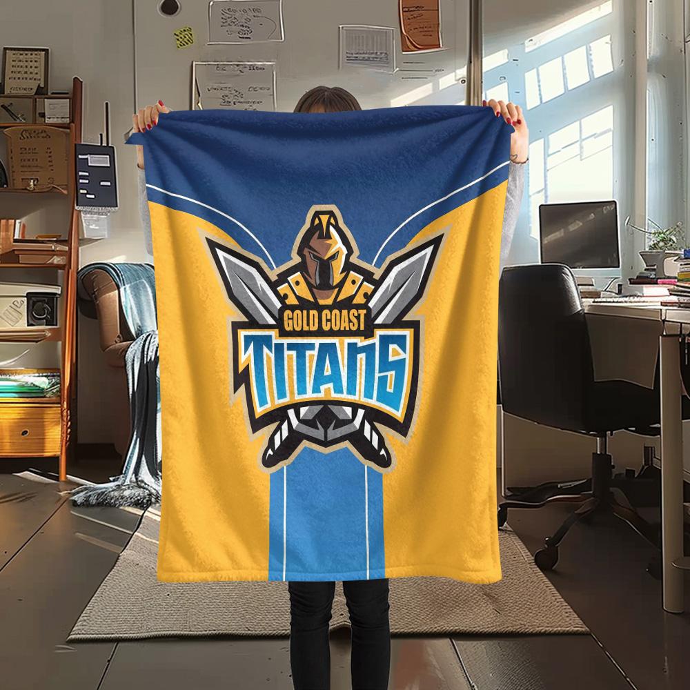 Gold Coast Titans Flannel Blanket, High quality Comfortable for All Seasons, Home Decor, Warmth and Comfort