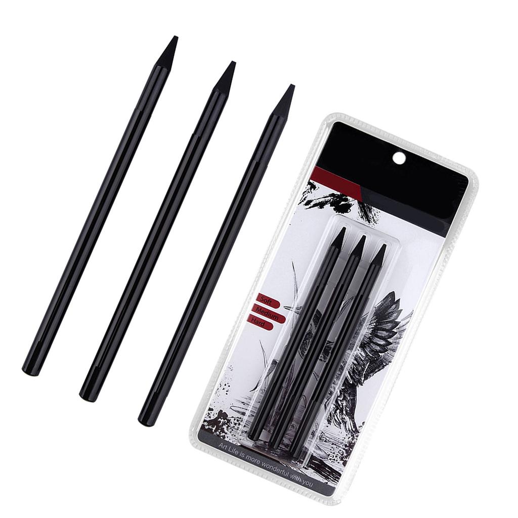 Набор профессиональных угольных карандашей для рисования, 3 шт. Мягкие, средние и твердые угольные карандаши для Sketchi