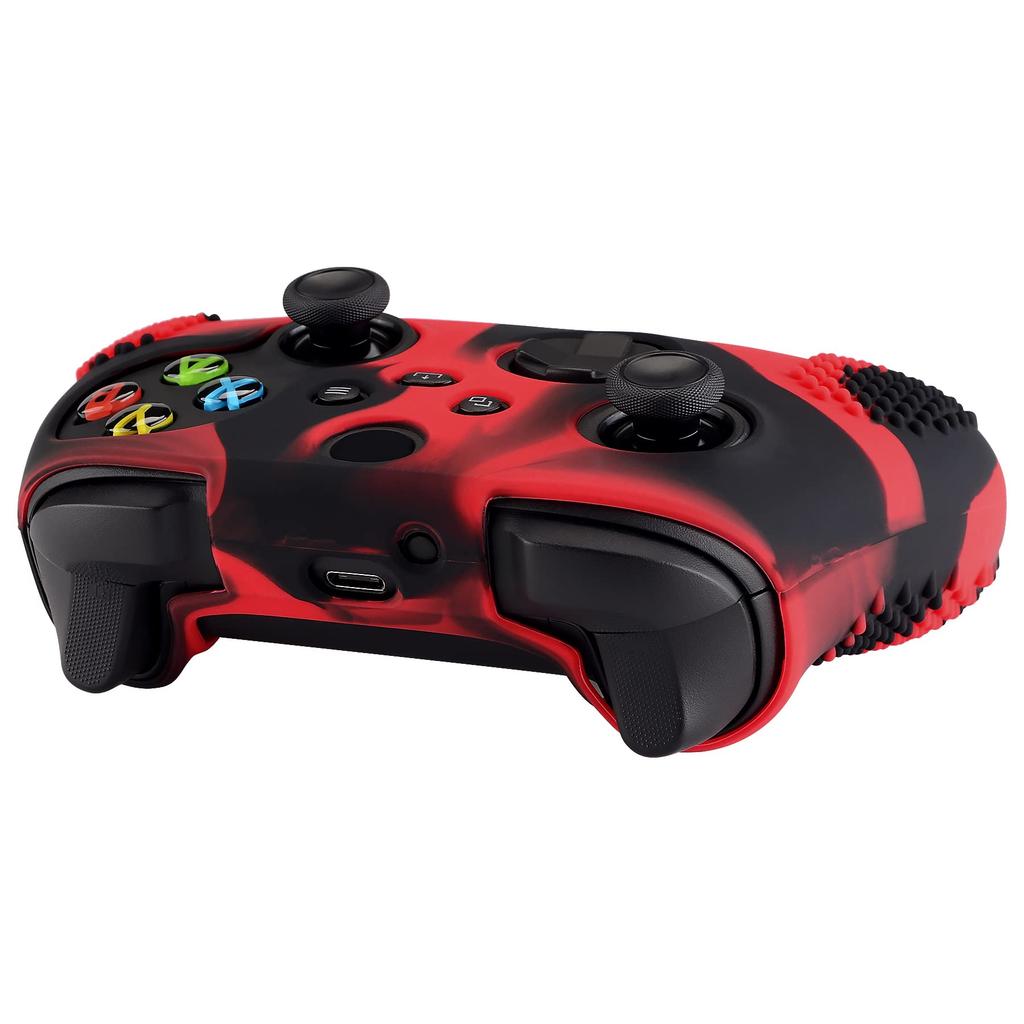 EXtremeRate PlayVital 3D Шипованный Силиконовый Чехол-Кожа с 6 Черными Накладками на Стикеры для Геймпада Xbox Series, Мягкий Резиновый Защитный Чехол для Беспроводного Геймпада Xbox Core