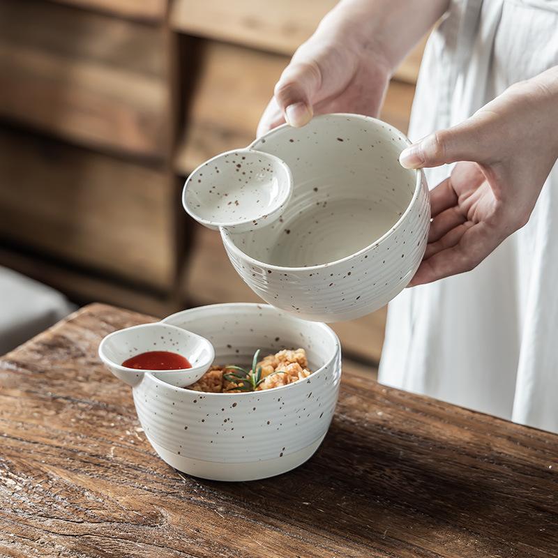 Coarse Pottery Ramen Bowl Set Japanese Style Miso Soup Fruit Salad and Snack Serving Bowl for Home Kitchen Dining Decor