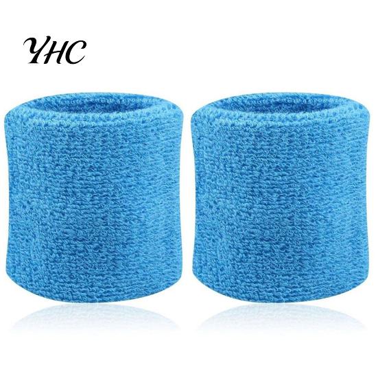 Sports Wristband 2Pcs Solid Color Absorbent Wrist Wrap Sporting Goods Cotton Breathable Quick Dry Sweatband for Tennis Badminton Sport