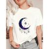 Black Oversized T Shirt With Moon And Star Galaxy Print For Casual Wear