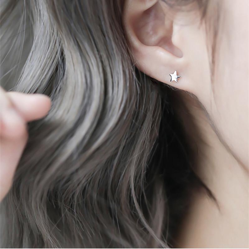 Серьги-гвоздики Star Moon S925 Silver для женщин, мини-серьги, студенческие минималистичные серьги