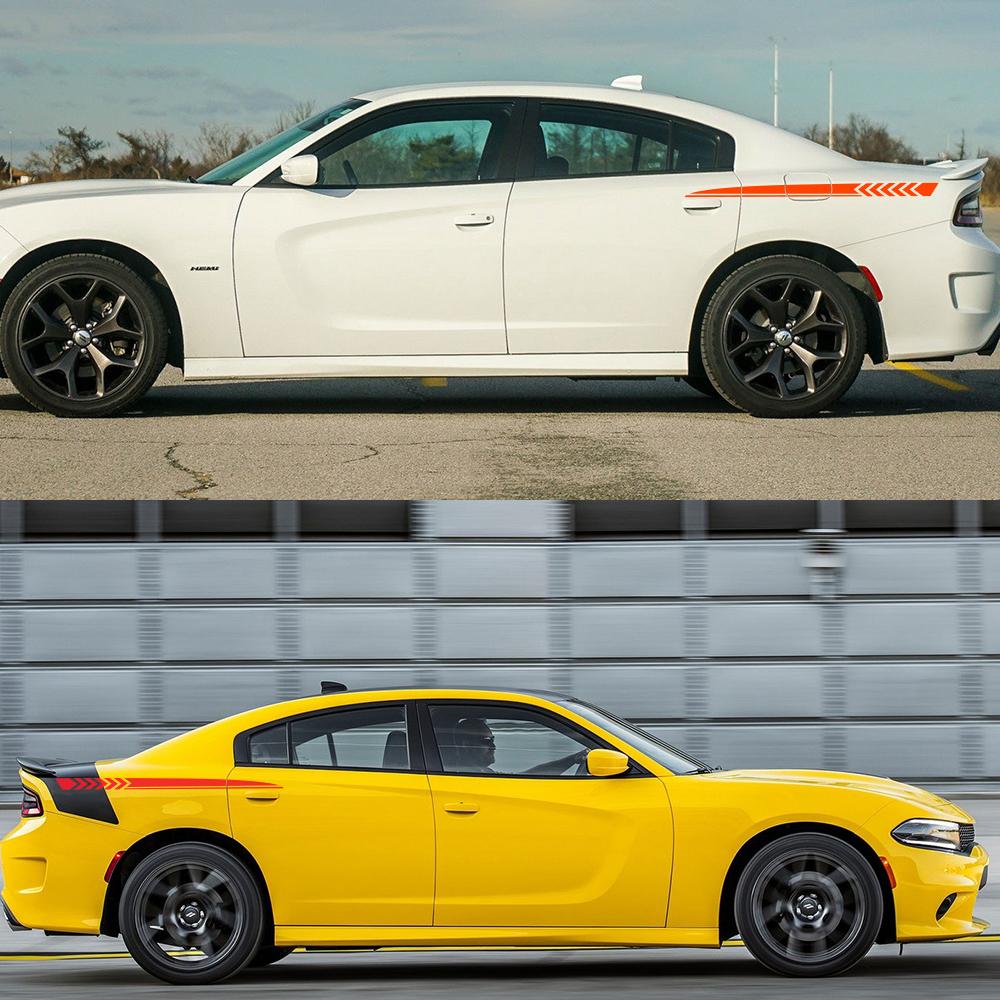 2PPC Car Side Stickers For Dodge Charger SXT GT R/T SCAT PACK WIDEBODY Tuning Auto Accessories Sport Stripes Vinyl Decals XX1