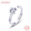 Lindon Classic 925 Sterling Silver Zircon Ring Ladies Jewelry Wedding Promise Party Gift