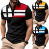 Fashion Large Size Men's Short Sleeve Men's Striped 3D Printed Polo Casual Men's Tops Sweatshirt