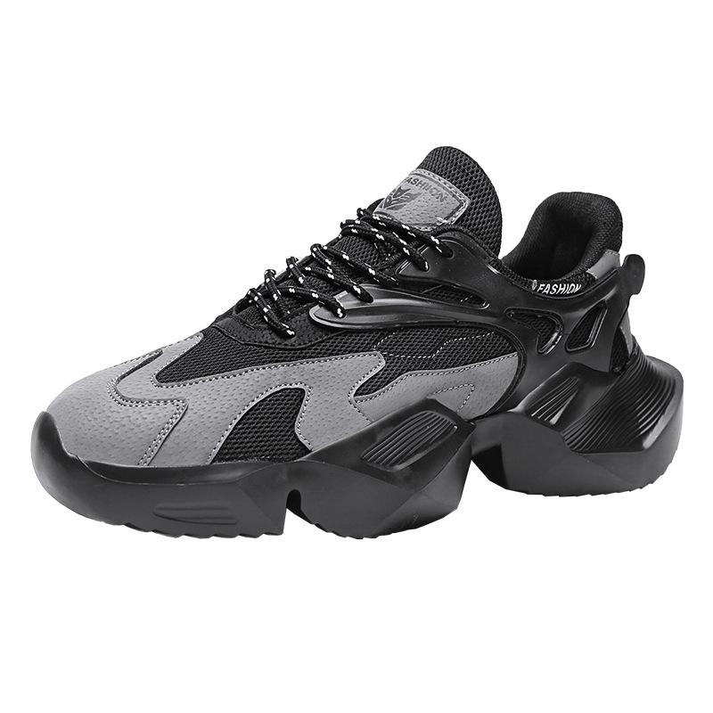 Мужская обувь 2021 лето дышащая спортивная повседневная для бега подростковая трендовая обувь увеличивающая рост черные кроссовки для папы