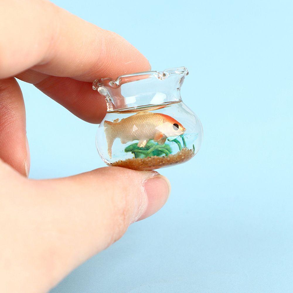 Pretend Toy Glass Fish Tank Model Miniature Fish Bowl Dollhouse Miniature Miniature Fish Tank