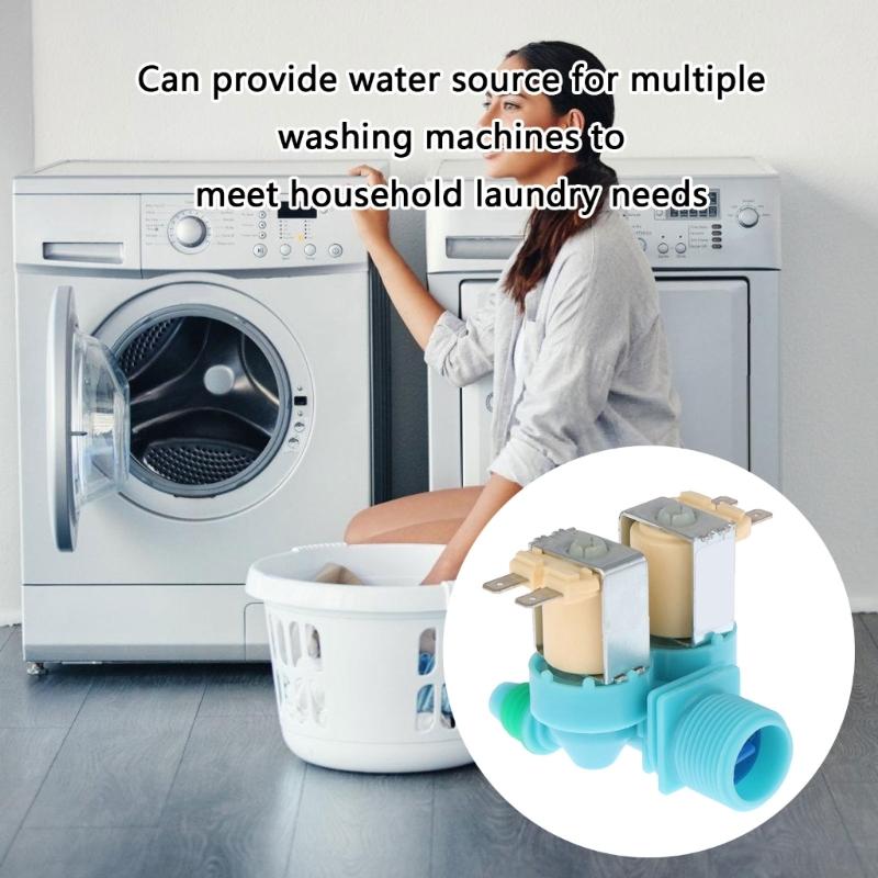 High Temperature Resistant Double Inlet Valves for Washing Machines Adjustable Flow Control Solenoid Washer Valves