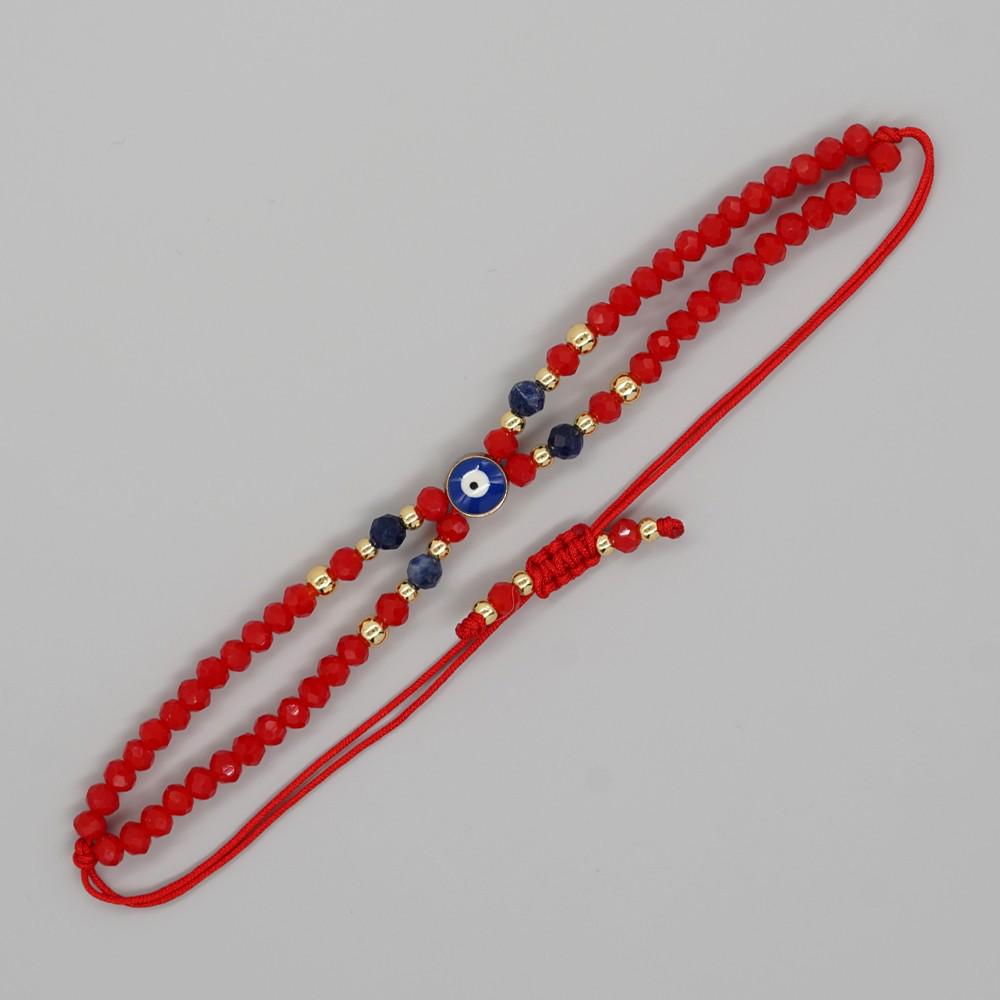 2025 Year of the Snake Lucky Red String Handmade Beaded Bracelet Set with Evil Eye for Couples