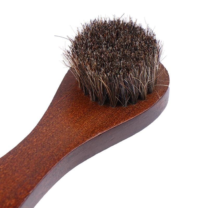 1Pc Shoe Boot Polish Shine Cleaning Dust Removal Durable Shoe Brush Long Wood Handle Bristle Horse Hair Brush