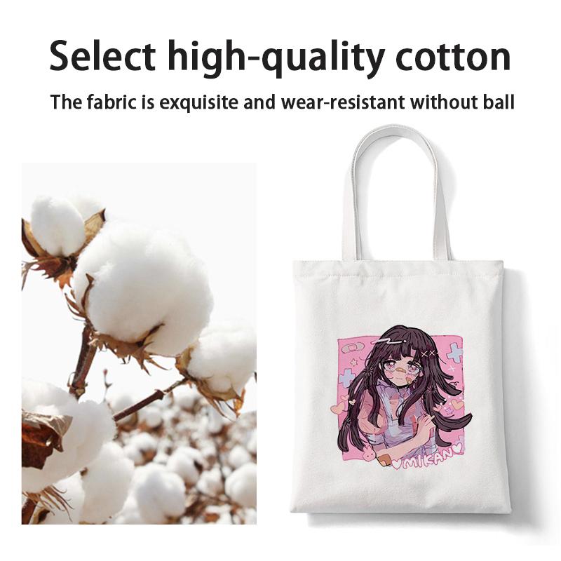 Холщовая сумка для покупок с героями мультфильмов Mikan Tsumiki, японское аниме, женская сумка на плечо, эко-сумка, многоразовые сумки для покупок для продуктов